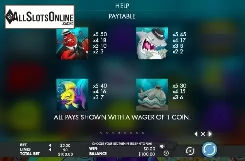Paytable 4. Mobster Lobster from Genesis