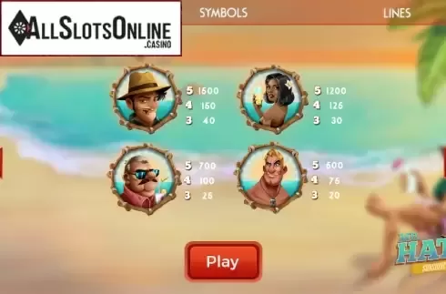 Paytable. Mr.Hat: Sunshine from Spinmatic