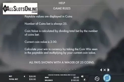Paytable 2. Opera Of The Masks from Genesis