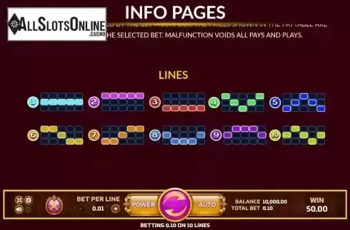 Paylines screen