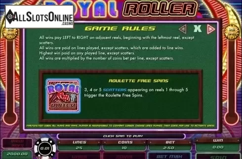 Screen2. Royal Roller from Microgaming