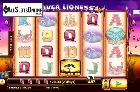 Wild win screen 2. Silver Lioness 4x from Lightning Box