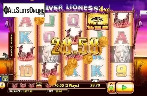 Wild win screen 3. Silver Lioness 4x from Lightning Box