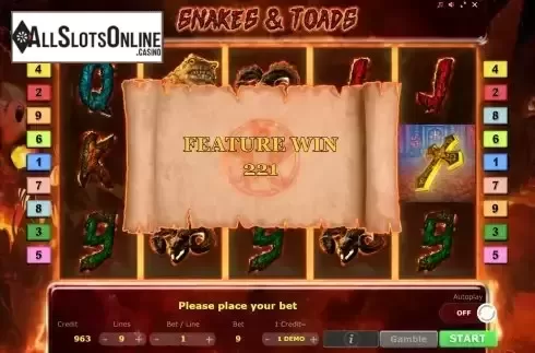 Total Win in Free Spins Screen