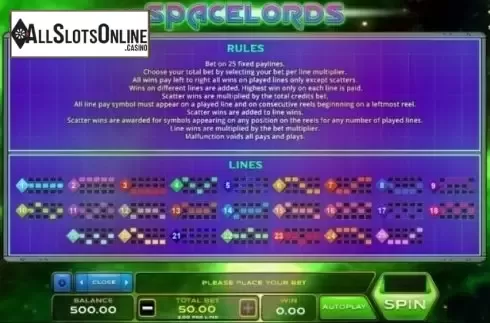 Lines. Space Lords from Xplosive Slots Group