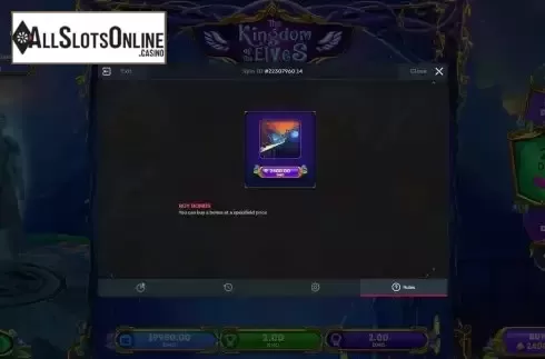 Buy Bonus screen