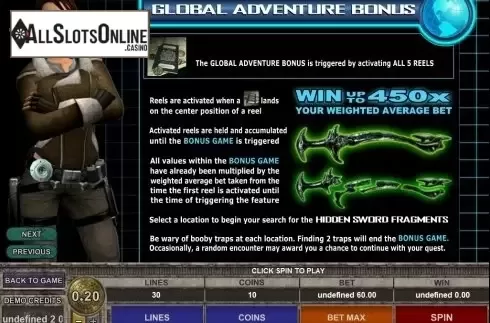 Screen4. Tomb Raider Secret of the Sword from Microgaming
