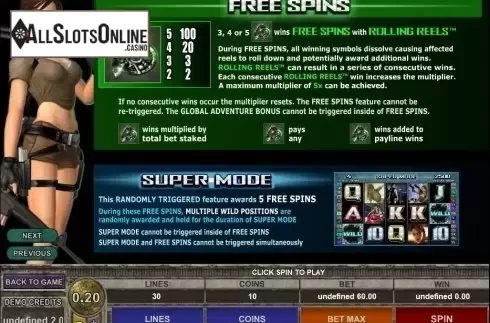 Screen3. Tomb Raider Secret of the Sword from Microgaming