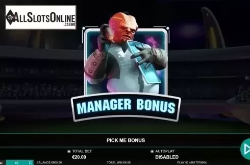 Bonus game intro screen. Universal Cup from Leander Games