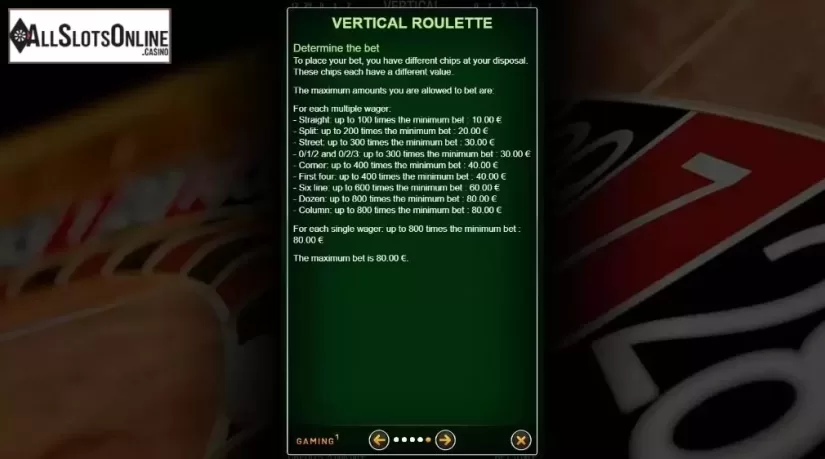 Rules 5. Vertical Roulette from GAMING1