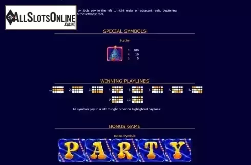 Paylines screen