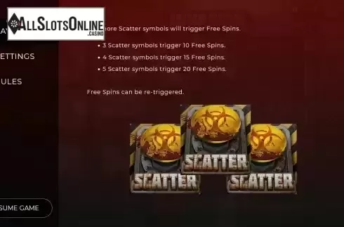 Free Spins screen