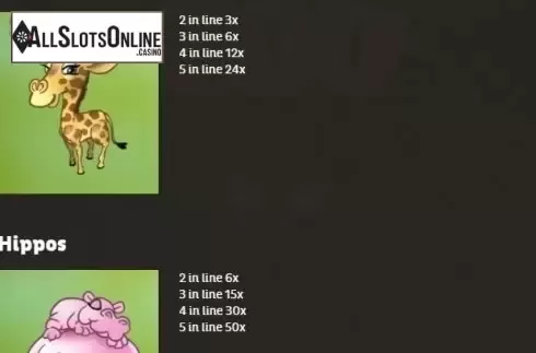 Paytable 1. Zoo from Spigo