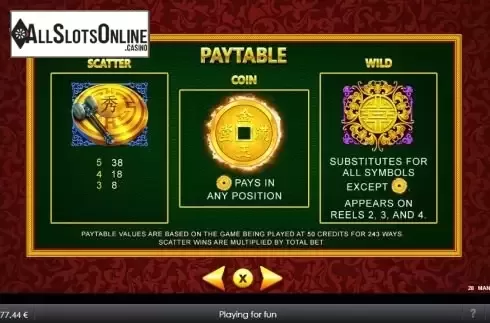 Paytable 1