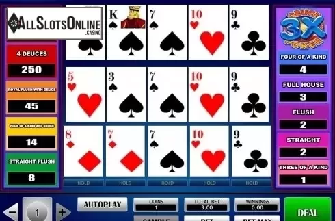Game Screen. 3x Deuce Poker from iSoftBet