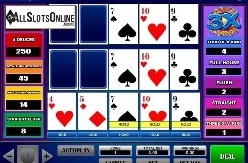 Game Screen. 3x Deuce Poker from iSoftBet