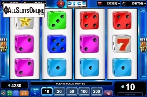 Reel screen. 81 Dice from EGT