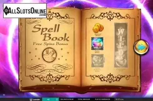 Free spins intro screen. Amazing Alchemist from Leander Games