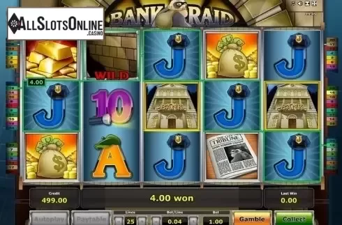 Win Screen . Bank Raid from Novomatic