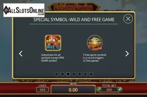 Paytable 3. Caishen Coming from Dragoon Soft