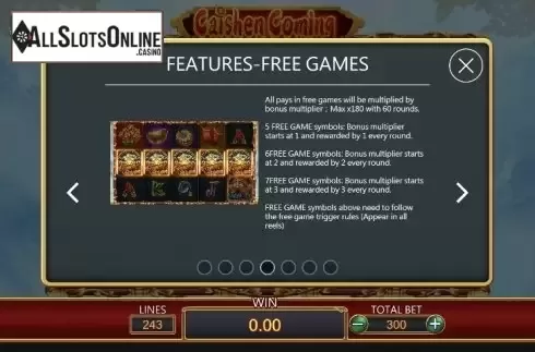 Paytable 4. Caishen Coming from Dragoon Soft