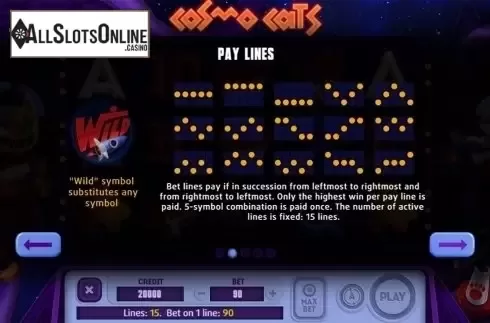 Paytable 2. Cosmo Cats from X Line