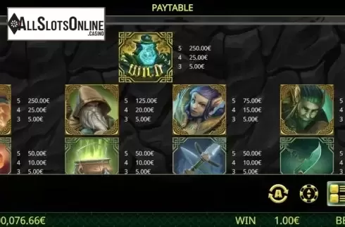 Paytable 1. Dawn of the Druids from Ganapati
