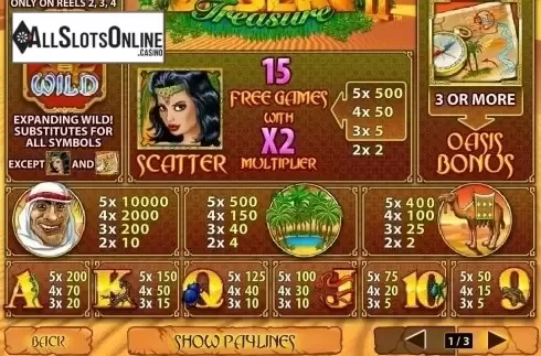Paytable 1. Desert Treasure II from Playtech