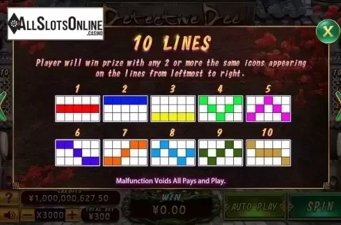 Lines. Detective Dee (CQ9Gaming) from CQ9Gaming