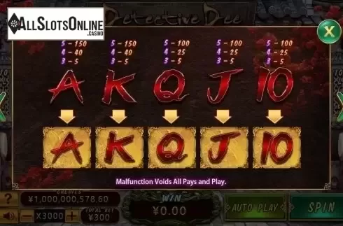 Paytable 2. Detective Dee (CQ9Gaming) from CQ9Gaming