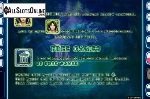Paytable 2. Dianas Realm Deluxe from Novomatic