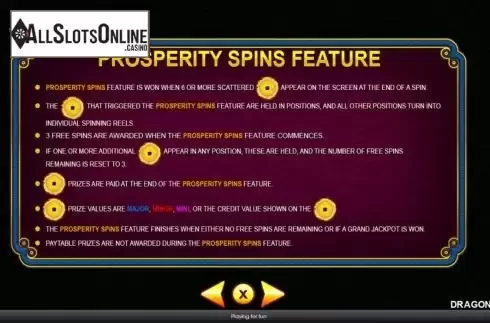 Prosperity Spins Feature screen