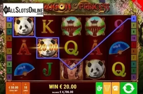 Win Screen. Dragon of the Princess from Gamomat