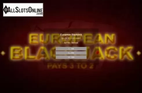 Intro screen. European Blackjack (Espresso Games) from Espresso Games