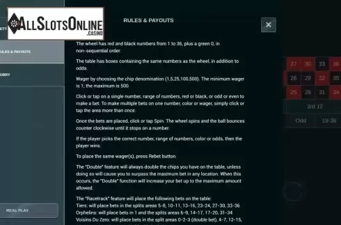 Rules. European Roulette (Woohoo) from Woohoo