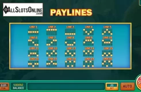 Paylines screen