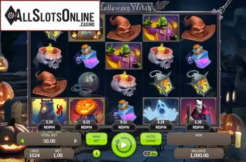 Game Workflow screen. Halloween Witch from Booongo