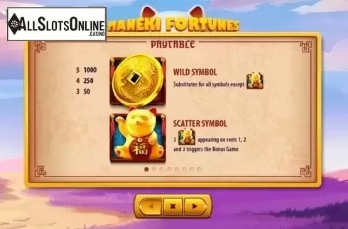 Paytable 1. Maneki Fortunes from Skywind Group