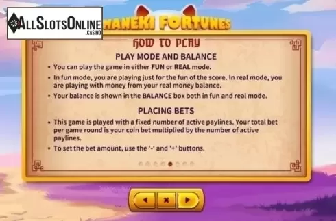 Paytable 5. Maneki Fortunes from Skywind Group