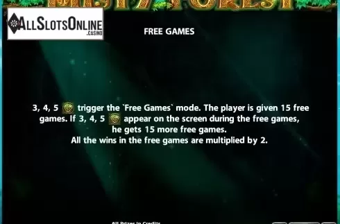 Paytable 2. Misty Forest from Casino Technology