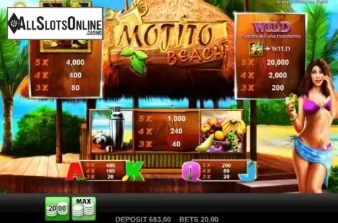 Paytable. Mojito Beach from edict