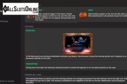 Paytable 2. Necromancer from Evoplay Entertainment