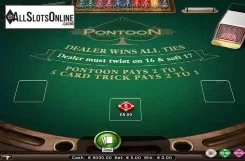 Game Screen. Pontoon Professional Series Low Limit from NetEnt