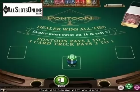 Game Screen. Pontoon Professional Series Low Limit from NetEnt