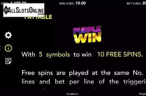 Free Spins screen