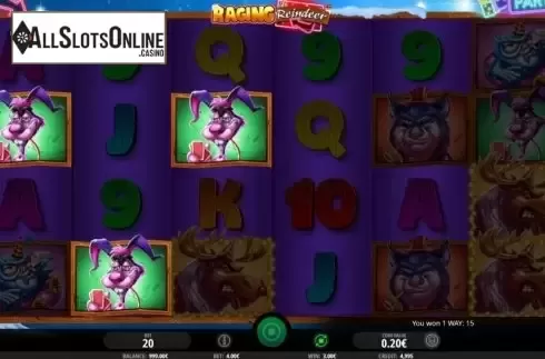Win Screen 1. Raging Reindeer from iSoftBet