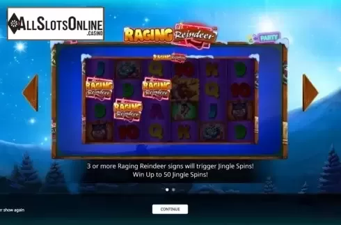 Start Screen. Raging Reindeer from iSoftBet