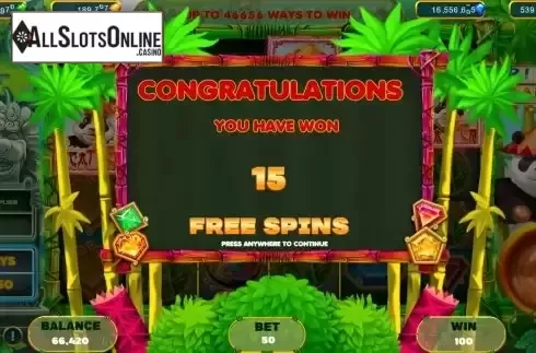 Free Spins screen