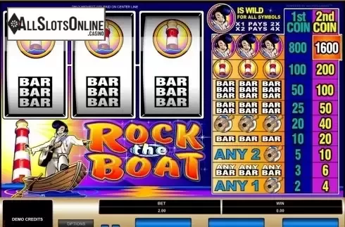 Reels screen. Rock The Boat from Microgaming