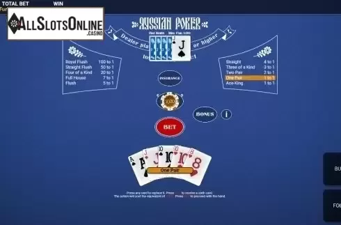 Reel screen. Russian Poker (One Touch) from OneTouch